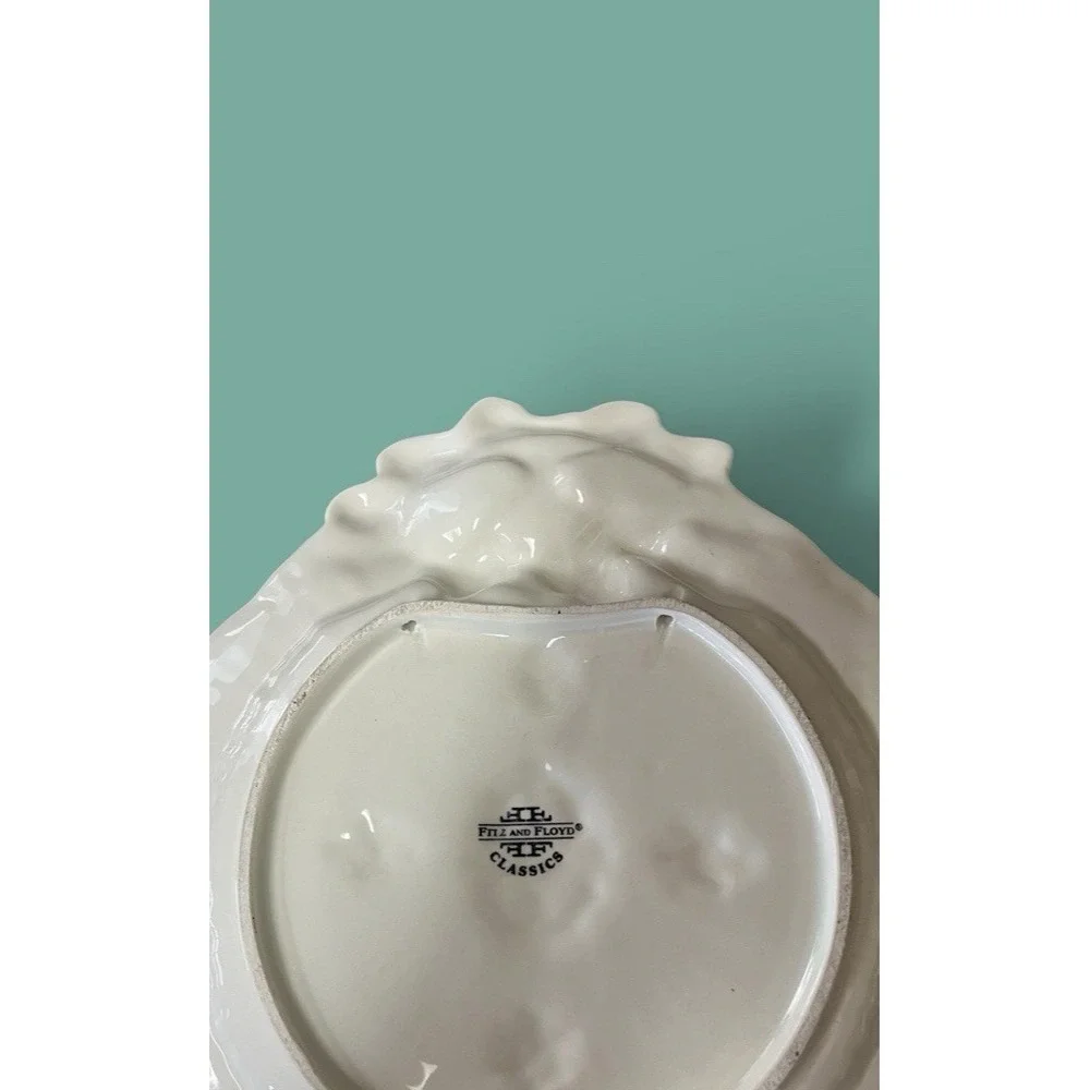 Fitz & Floyd Classics Florentine Canape Snack Plate Christmas Holly Bow Pinecone